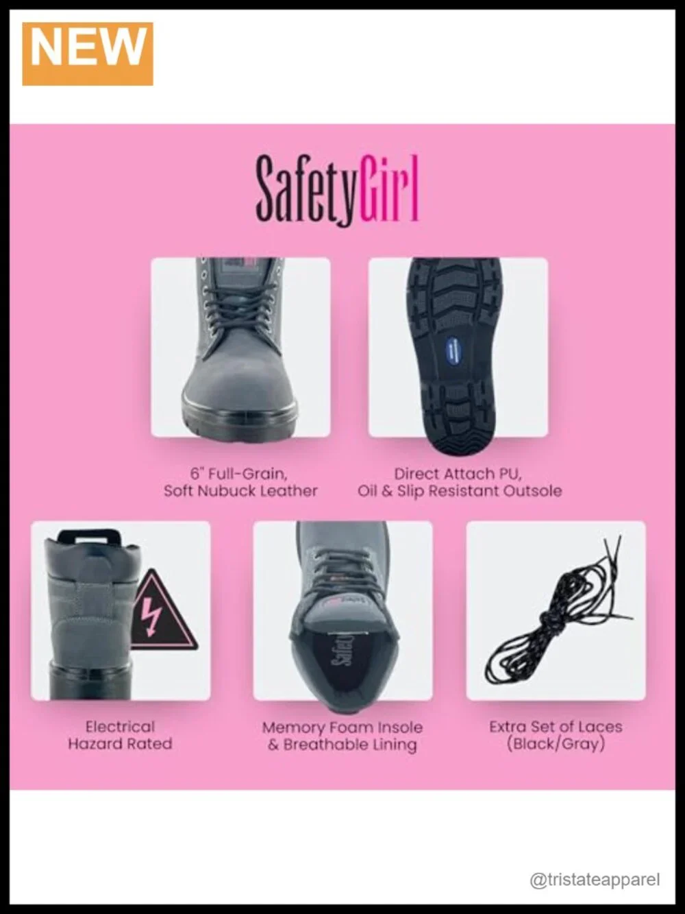 Steel Toe Waterproof Work Boots Lace-Up Safety Shoes for Women Puncture